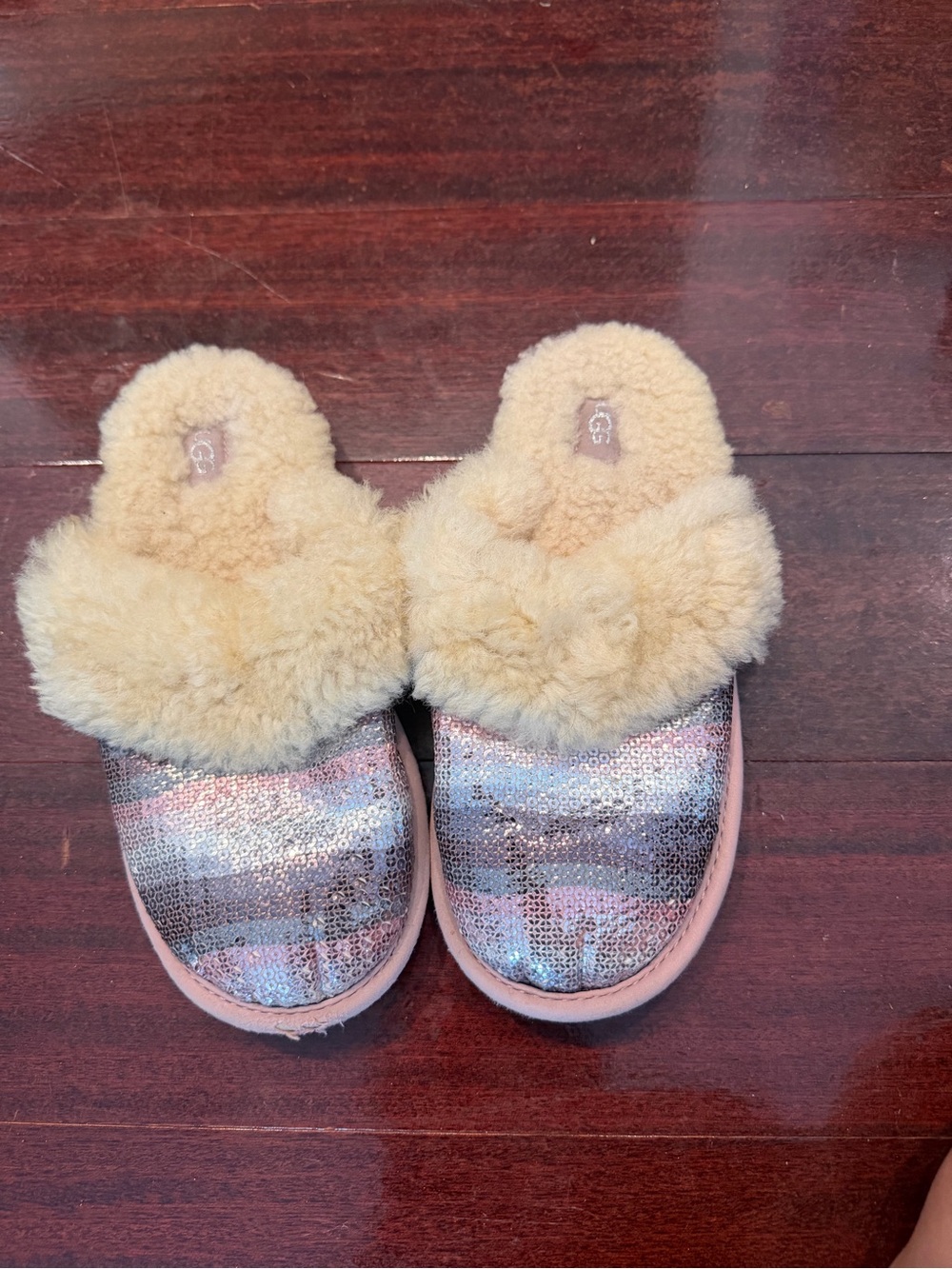 UGG Plush Shearling Lined Slippers in Cream